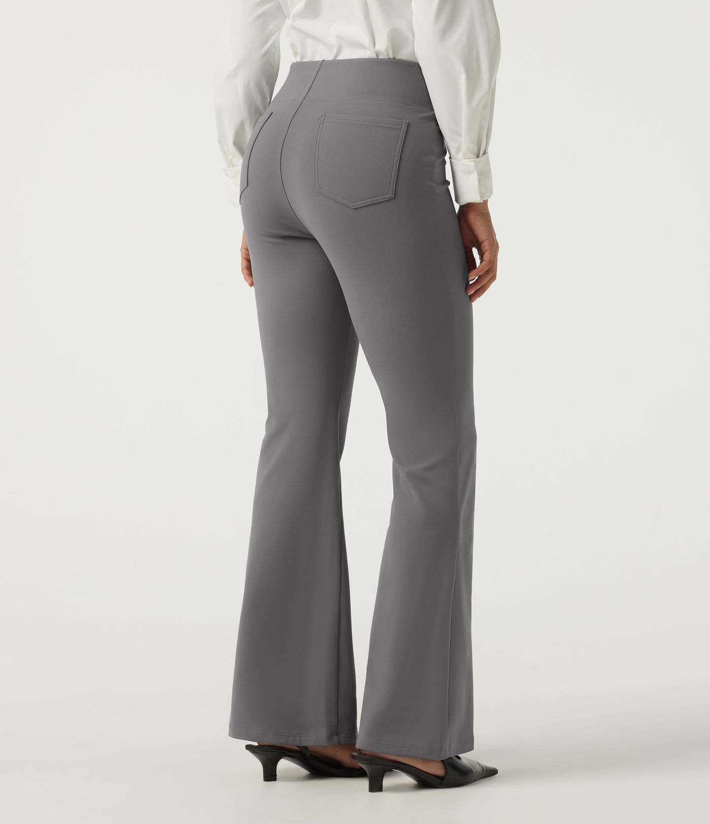 High Waisted Flare Fleece Work Pants with Pockets High Waisted Flare Fleece Work Pants with Pockets