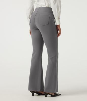 High Waisted Flare Fleece Work Pants with Pockets High Waisted Flare Fleece Work Pants with Pockets