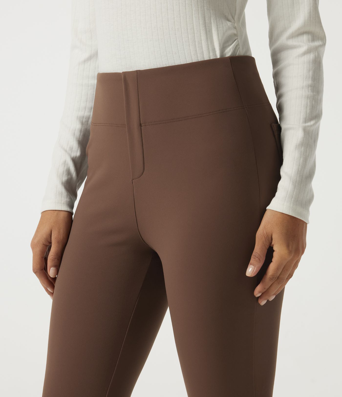 High Waisted Tapered Fleece Work Pants with Pockets