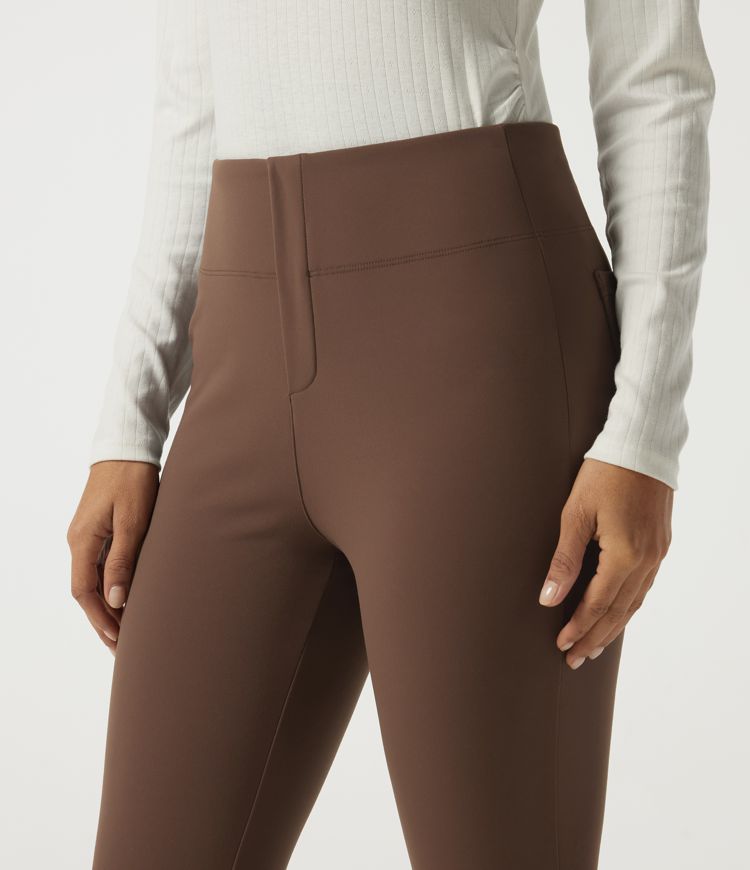 High Waisted Tapered Fleece Work Pants with Pockets