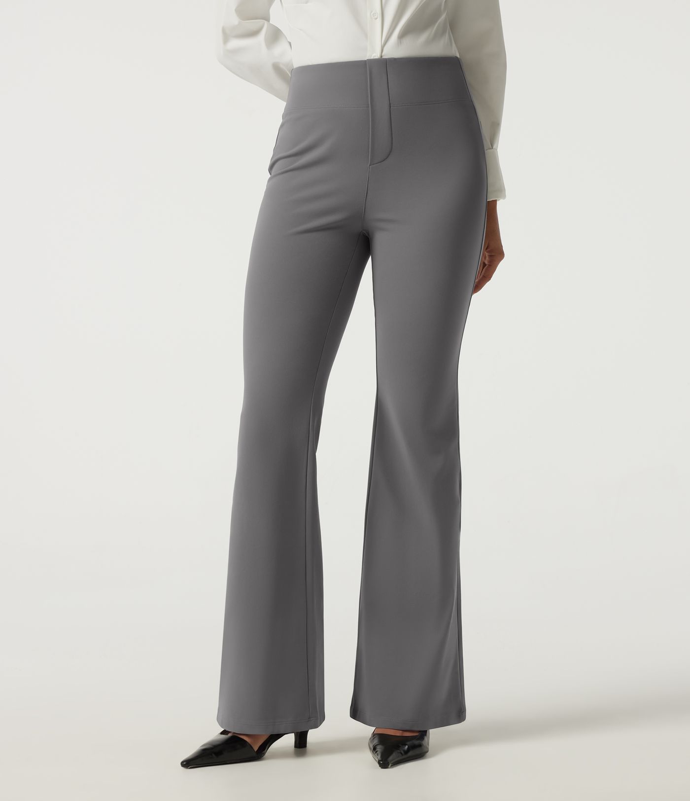 High Waisted Flare Fleece Work Pants with Pockets High Waisted Flare Fleece Work Pants with Pockets