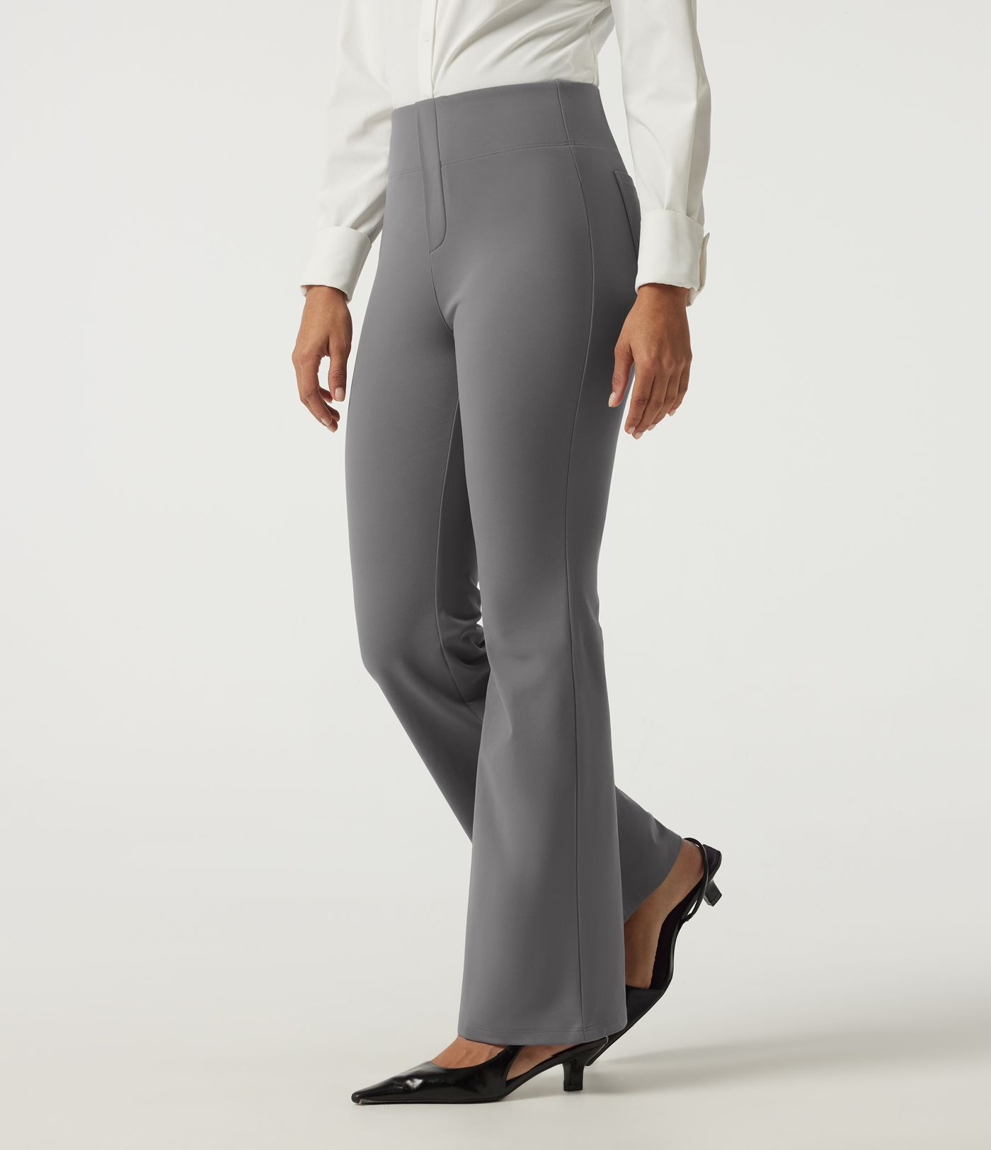 High Waisted Flare Fleece Work Pants with Pockets High Waisted Flare Fleece Work Pants with Pockets