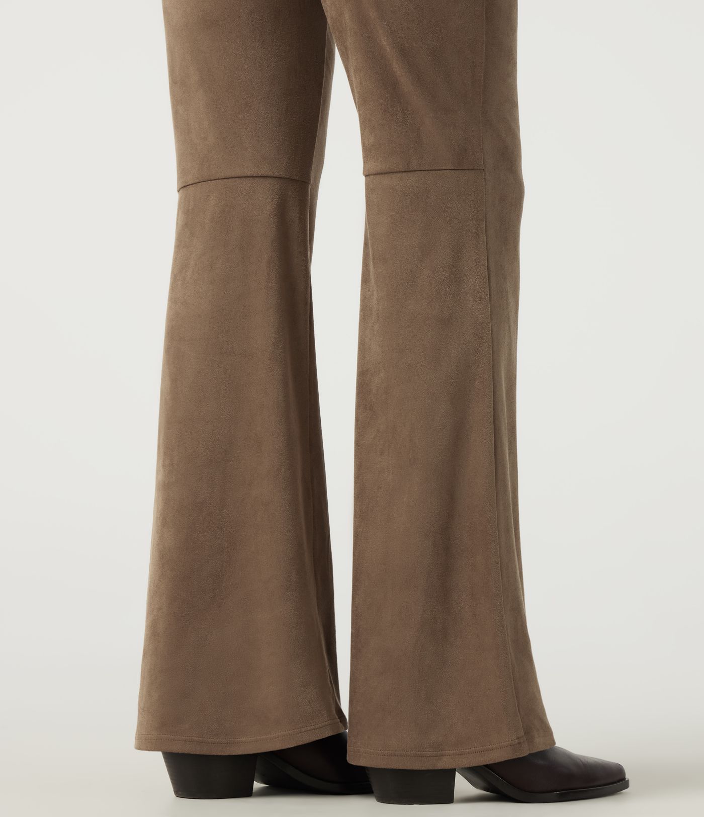 High Waisted Bootcut Suede Casual Pants with Pockets