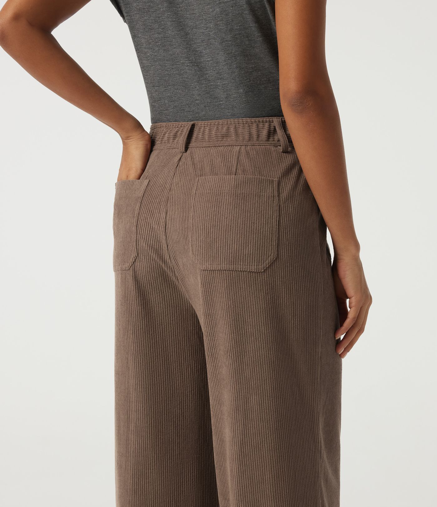 High Waisted Straight Leg Corduroy Casual Pants with Pockets