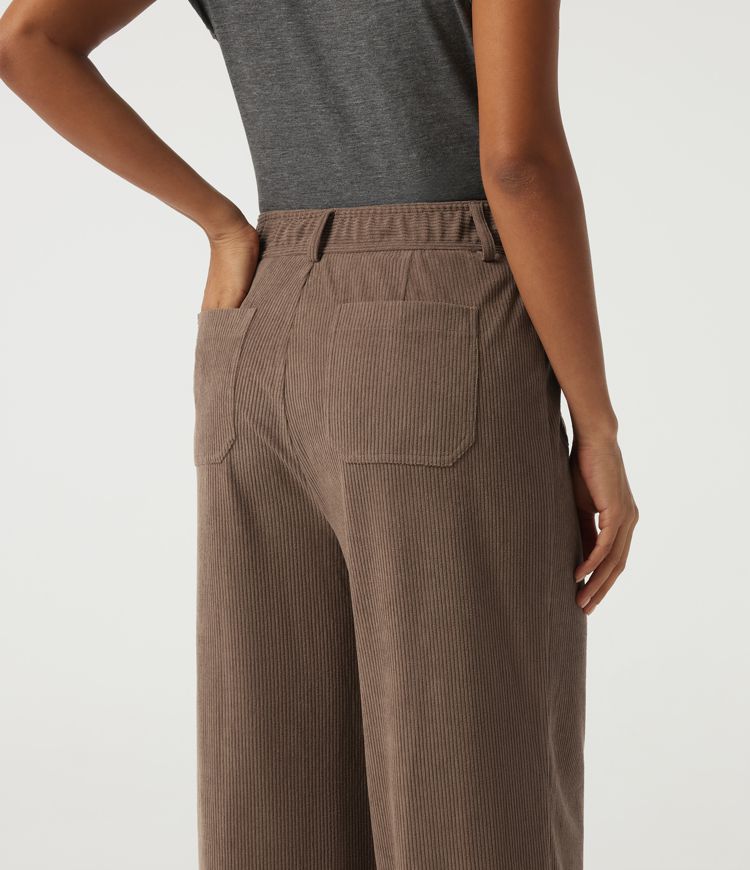 High Waisted Straight Leg Corduroy Casual Pants with Pockets