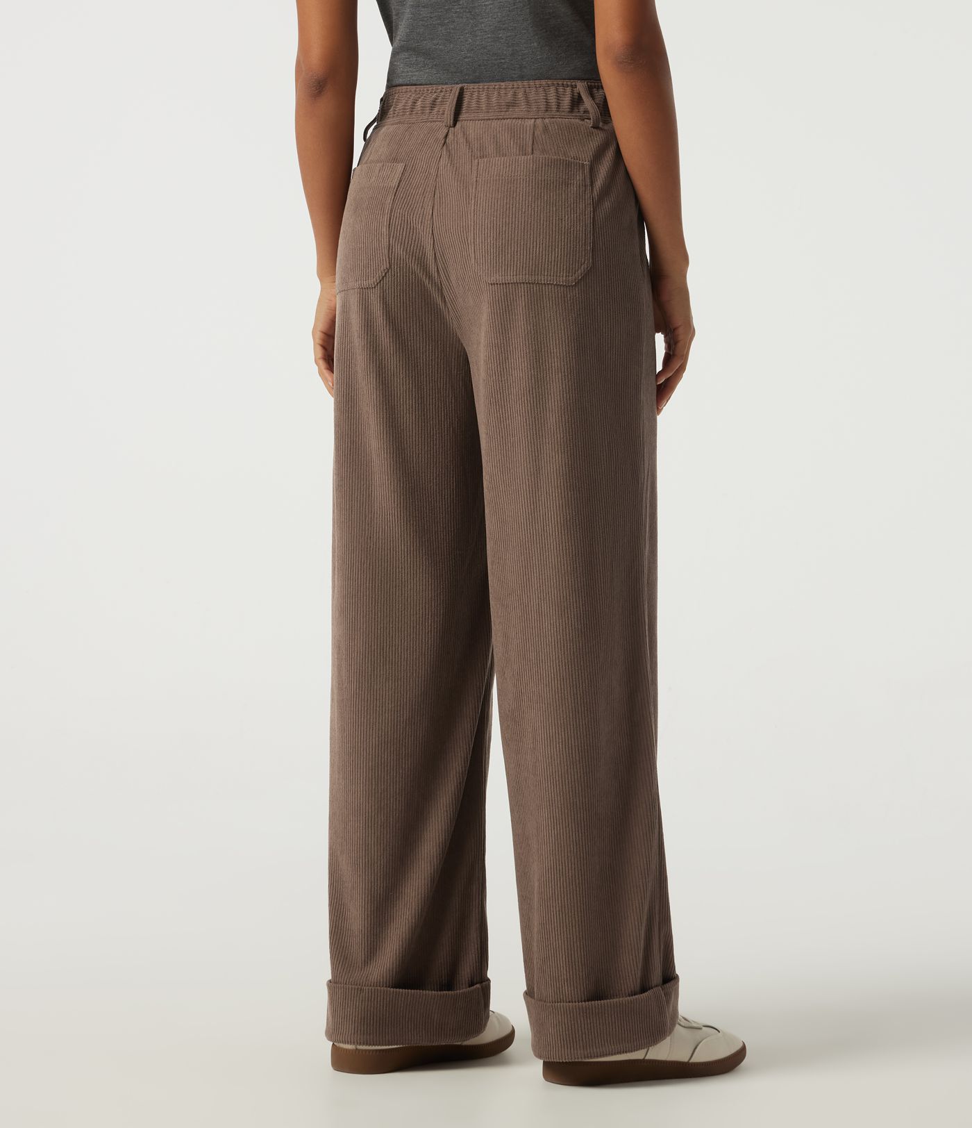 High Waisted Straight Leg Corduroy Casual Pants with Pockets