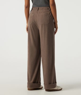 High Waisted Straight Leg Corduroy Casual Pants with Pockets