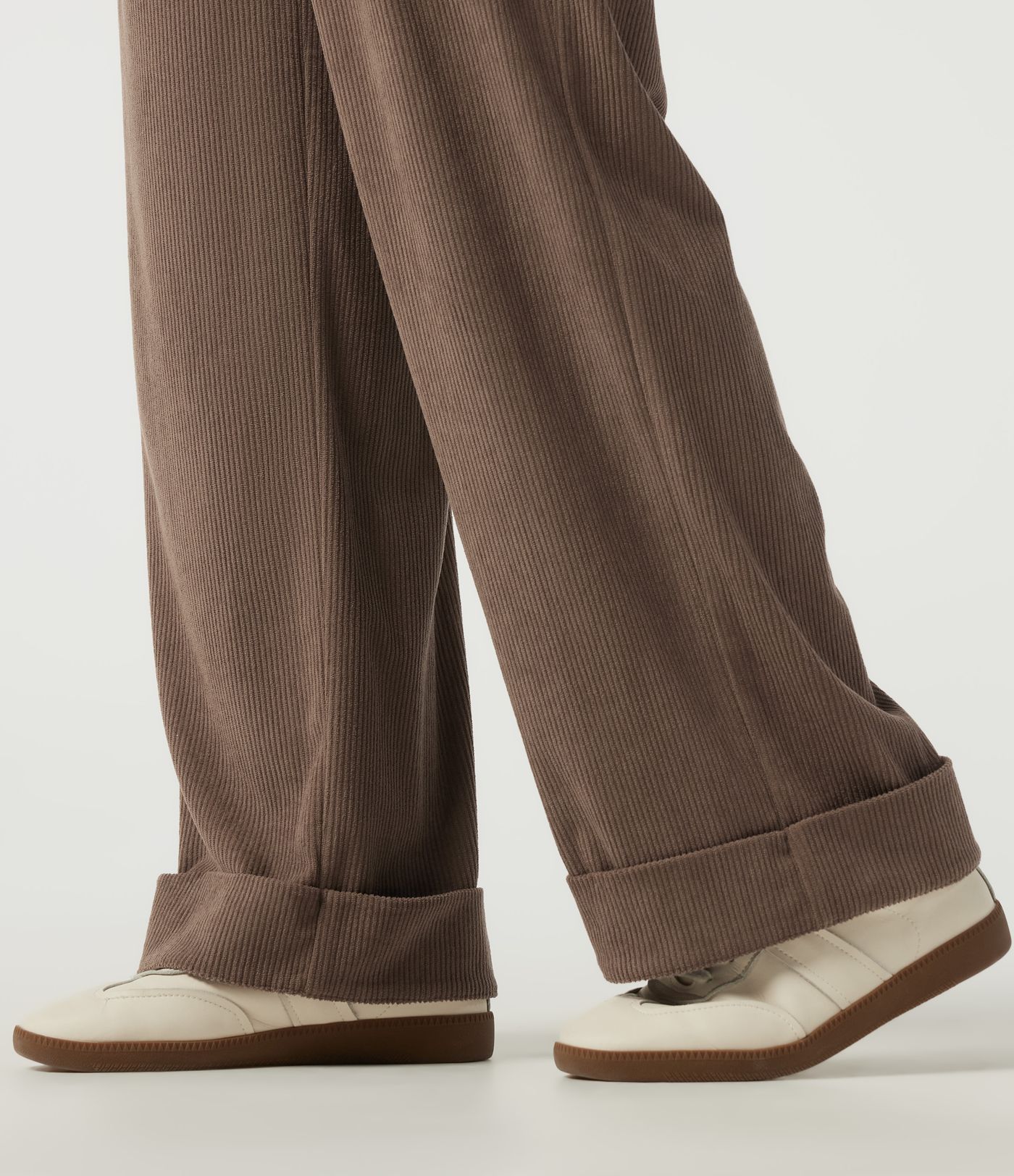 High Waisted Straight Leg Corduroy Casual Pants with Pockets
