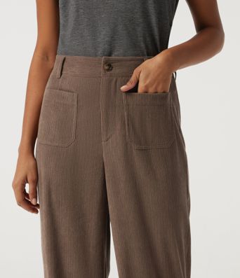 High Waisted Straight Leg Corduroy Casual Pants with Pockets