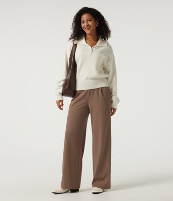 Patitoff™ 2.0 Pet Hair Resistant High Waisted Wide Leg Work Pants with Pockets Patitoff™ 2.0 Pet Hair Resistant High Waisted Wide Leg Work Pants with Pockets
