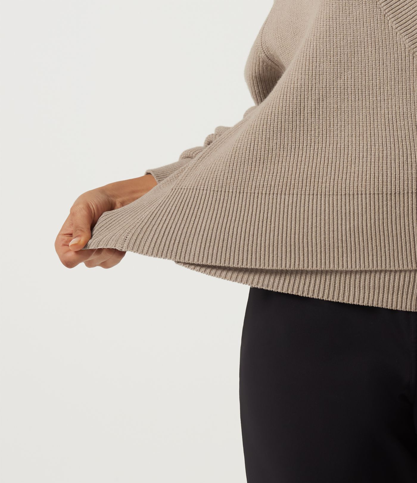 Ribbed Knit V Neck Long Sleeve Work Sweater
