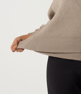 Ribbed Knit V Neck Long Sleeve Work Sweater