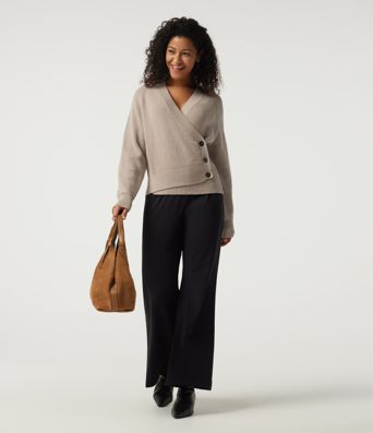 Ribbed Knit V Neck Long Sleeve Work Sweater
