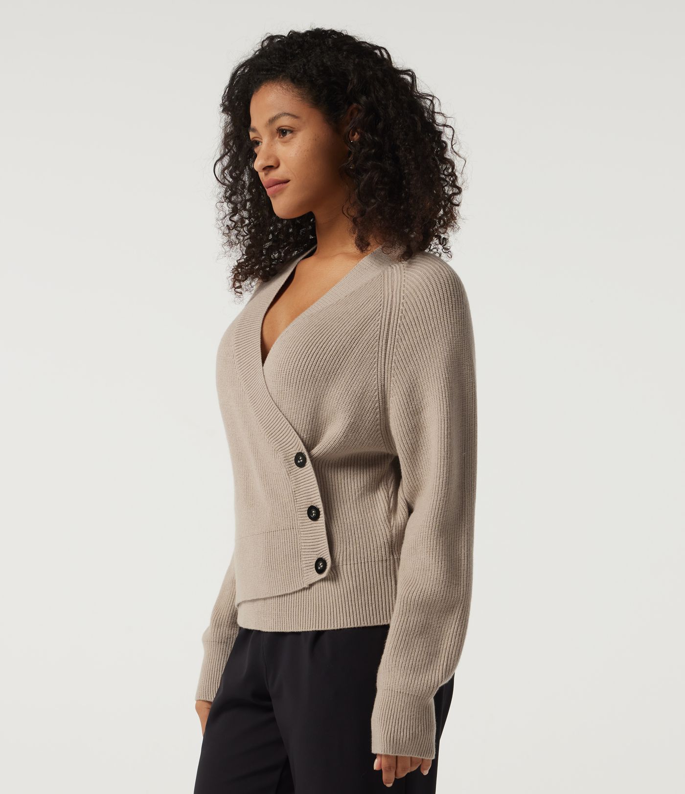 Ribbed Knit V Neck Long Sleeve Work Sweater