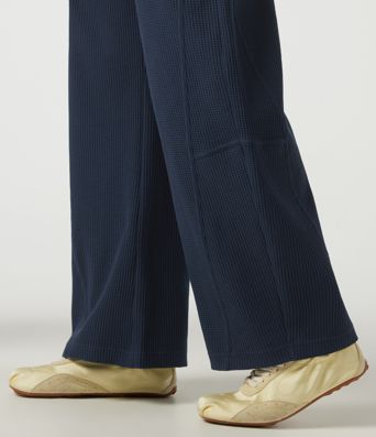 High Waisted Barrel Leg Waffle Casual Pants with Pockets High Waisted Barrel Leg Waffle Casual Pants with Pockets