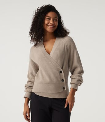 Ribbed Knit V Neck Long Sleeve Work Sweater