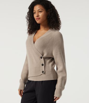 Ribbed Knit V Neck Long Sleeve Work Sweater