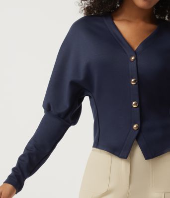 V Neck Batwing Long Sleeve Work Jacket