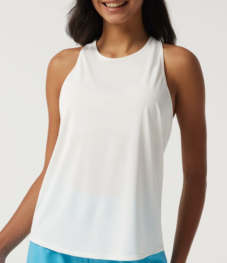 Reflective Round Neck Racerback Contrast Mesh Running Tank Top