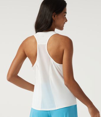 Reflective Round Neck Racerback Contrast Mesh Running Tank Top