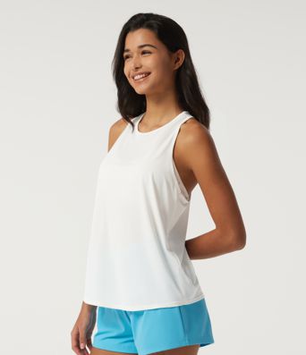 Reflective Round Neck Racerback Contrast Mesh Running Tank Top