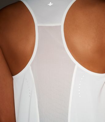 Reflective Round Neck Racerback Contrast Mesh Running Tank Top