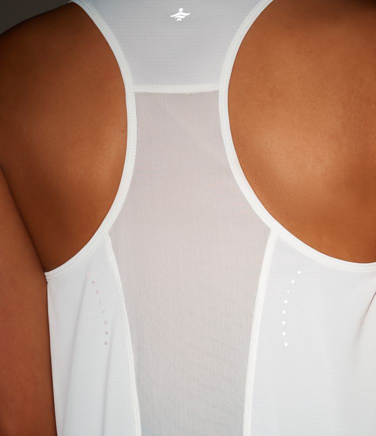Reflective Round Neck Racerback Contrast Mesh Running Tank Top