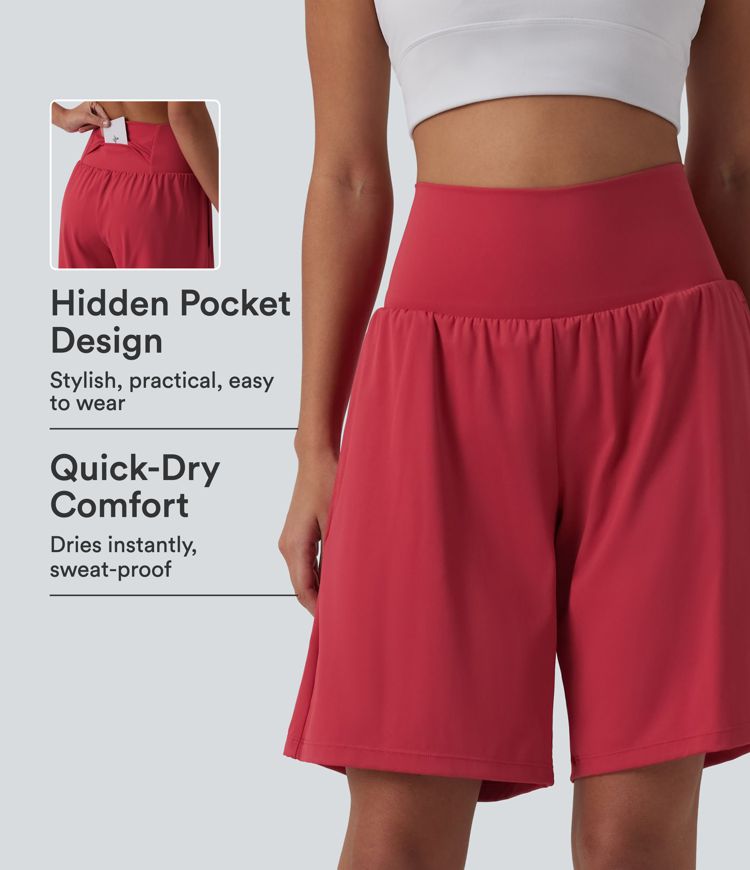 SoftlyZero™ Airy Super High Waisted 2-in-1 InstantCool Yoga Running Shorts 9" with Pockets