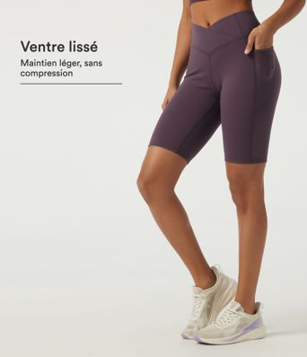 Short cycliste Speedwave™ 23 cm taille haute gainant à taille croisée avec poches