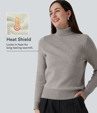 High Neck Long Sleeve Work Sweater