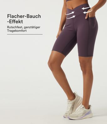 Speedwave™ - Biker-Shorts mit hohem Crossover-Bund, Seitentaschen und Bauchkontrolle - 22,9 cm, skinny fit