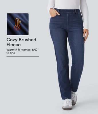 Halara Flex™ Denim Heat High Waisted Pockets Straight Leg Washed Casual Jeans