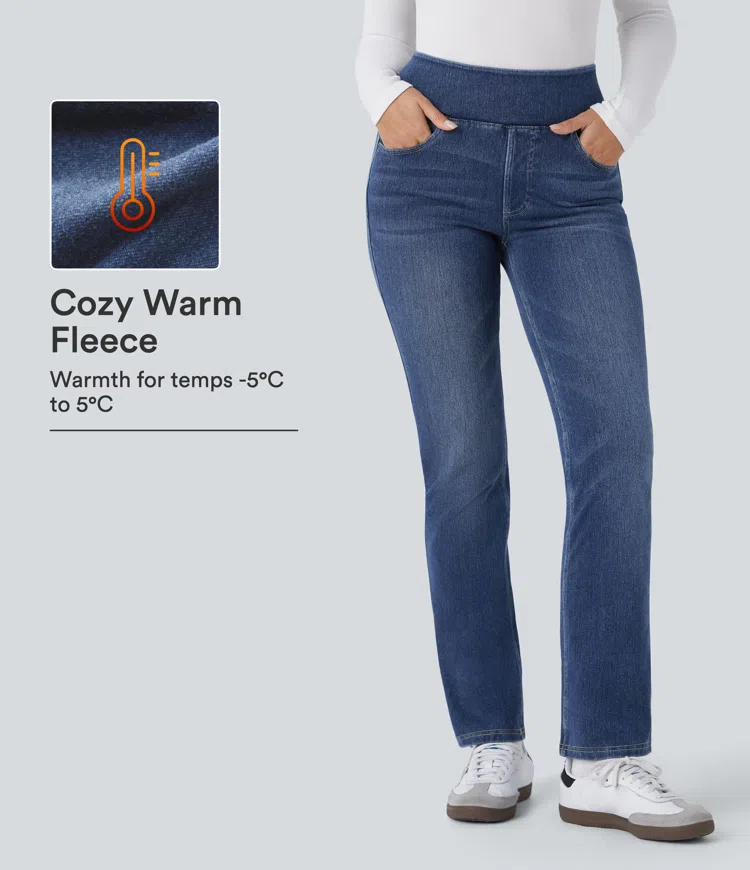 Halara Flex™ Denim Heat High Waisted Pockets Washed Casual Bootcut Jeans