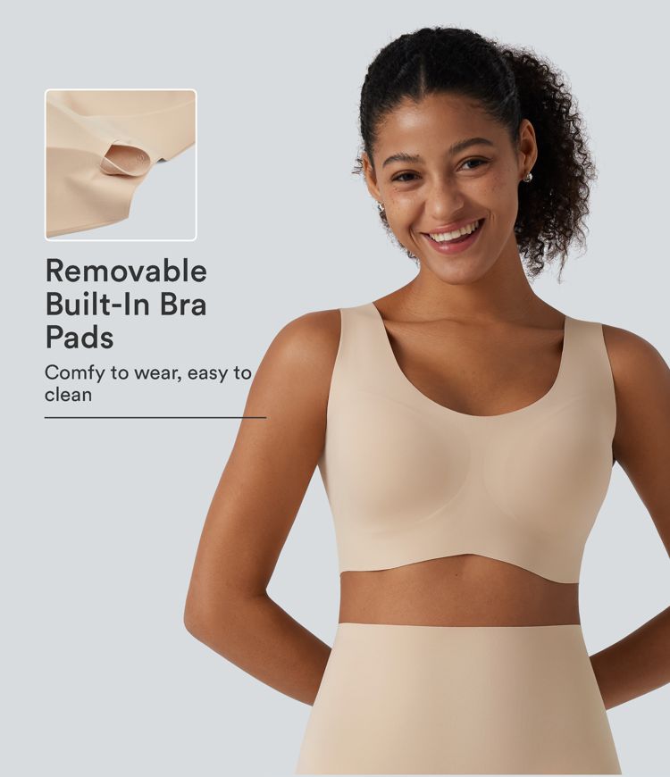 Hazelnut U Neck Built-in Bra Casual Wireless Bra / 1