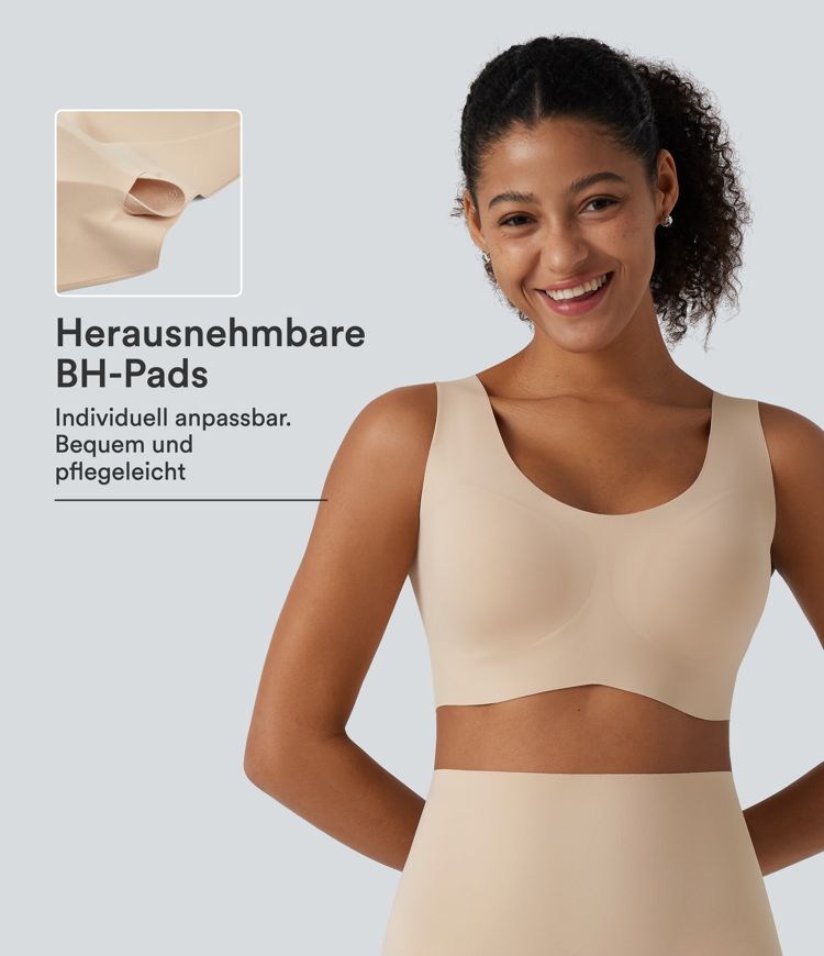 Hazelnut Lässiges Wireless-BH mit U-Ausschnitt und integrierten BH / 1