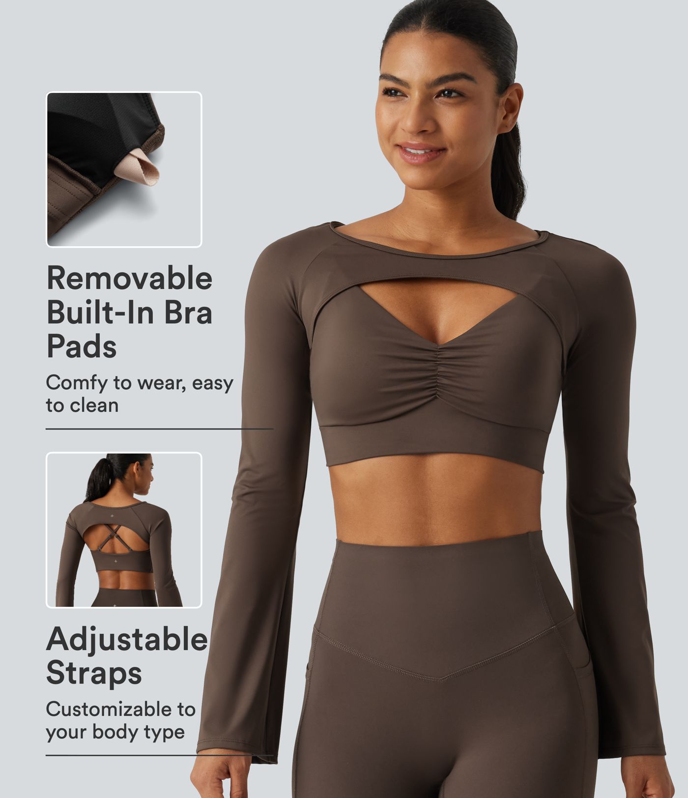 SoftlyZero™ Airy Boat Neck Flounce Long Sleeve InstantCool Yoga Sports Top with Built-in Bra SoftlyZero™ Airy Boat Neck Flounce Long Sleeve InstantCool Yoga Sports Top with Built-in Bra