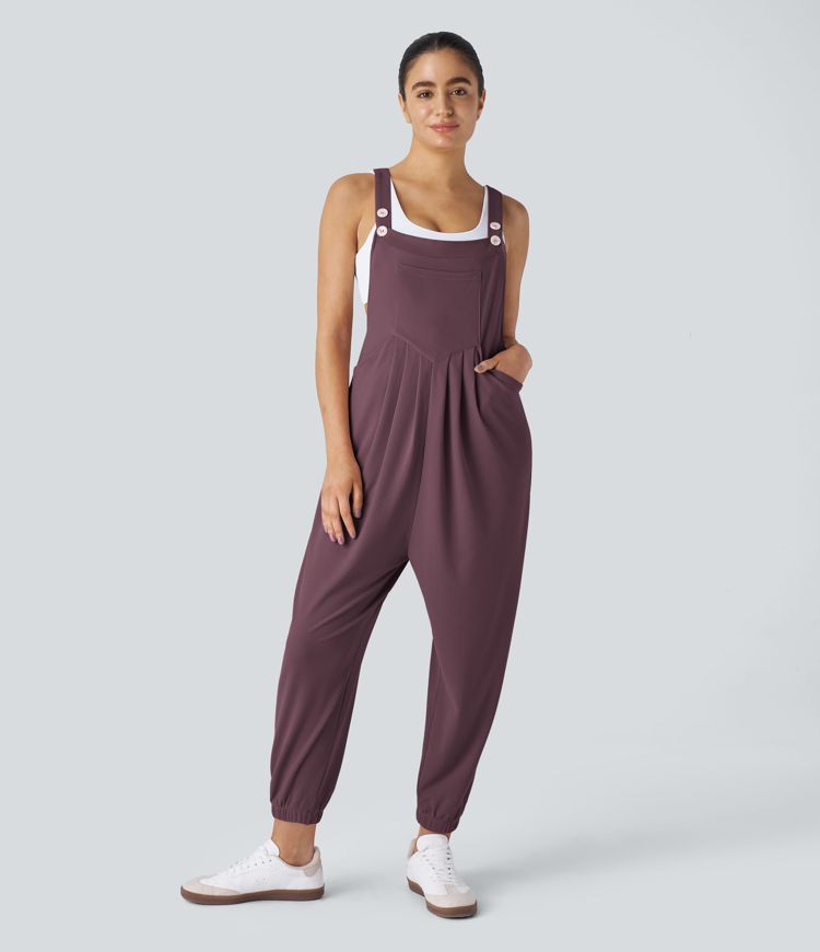 Pockets Waffle Casual Jogger Overalls