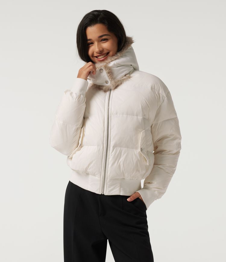 Hooded Long Sleeve Casual Down Jacket with Pockets