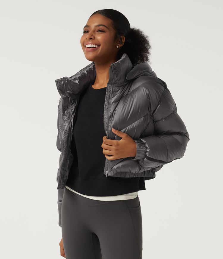 Hooded Long Sleeve Casual Down Jacket with Pockets