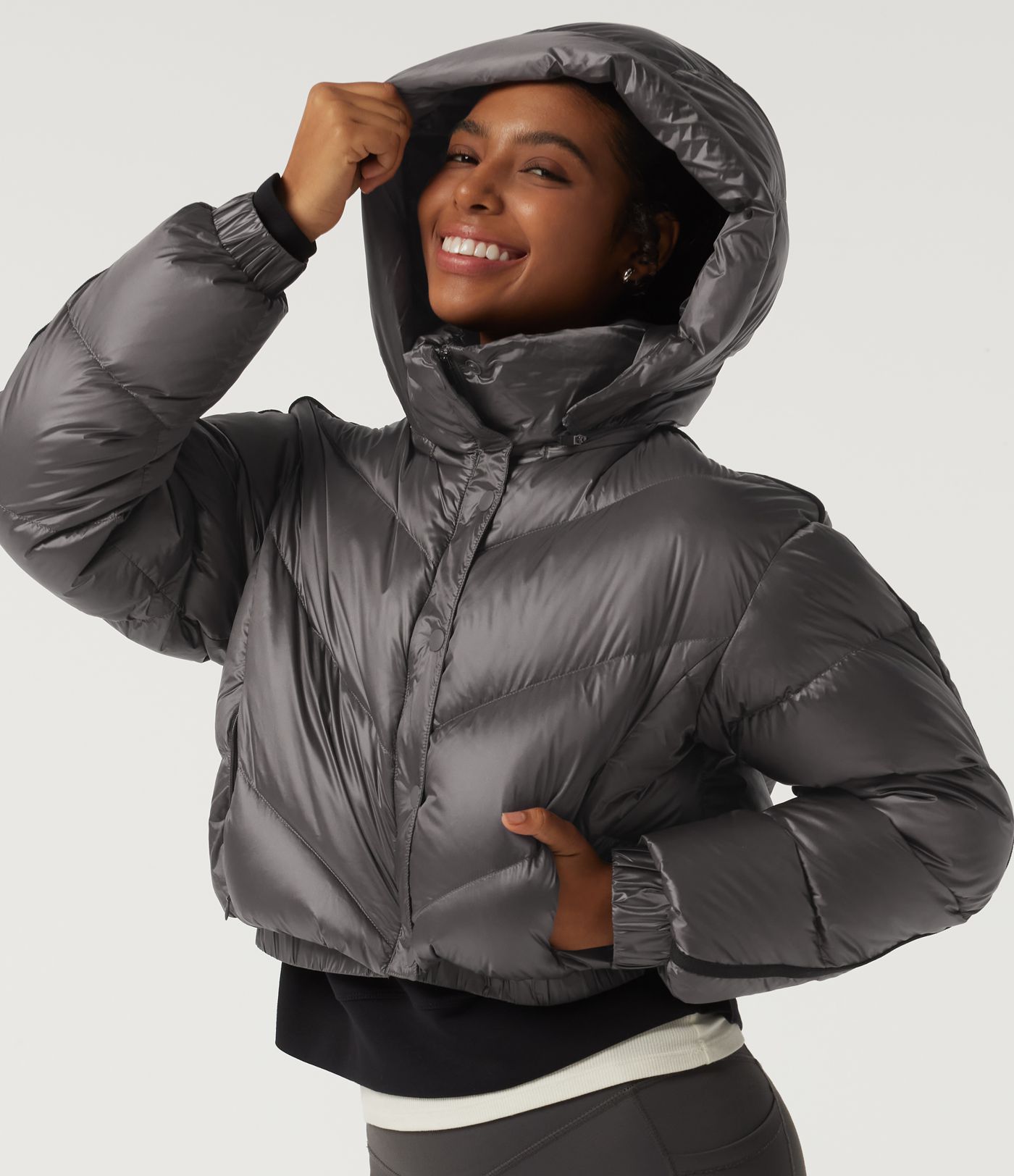 Hooded Long Sleeve Casual Down Jacket with Pockets