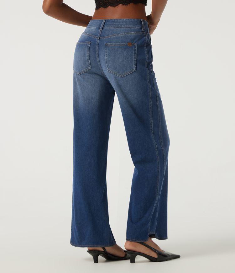 Halara Flex™ Mid Rise Straight Leg Casual Cotton Jeans with Pockets