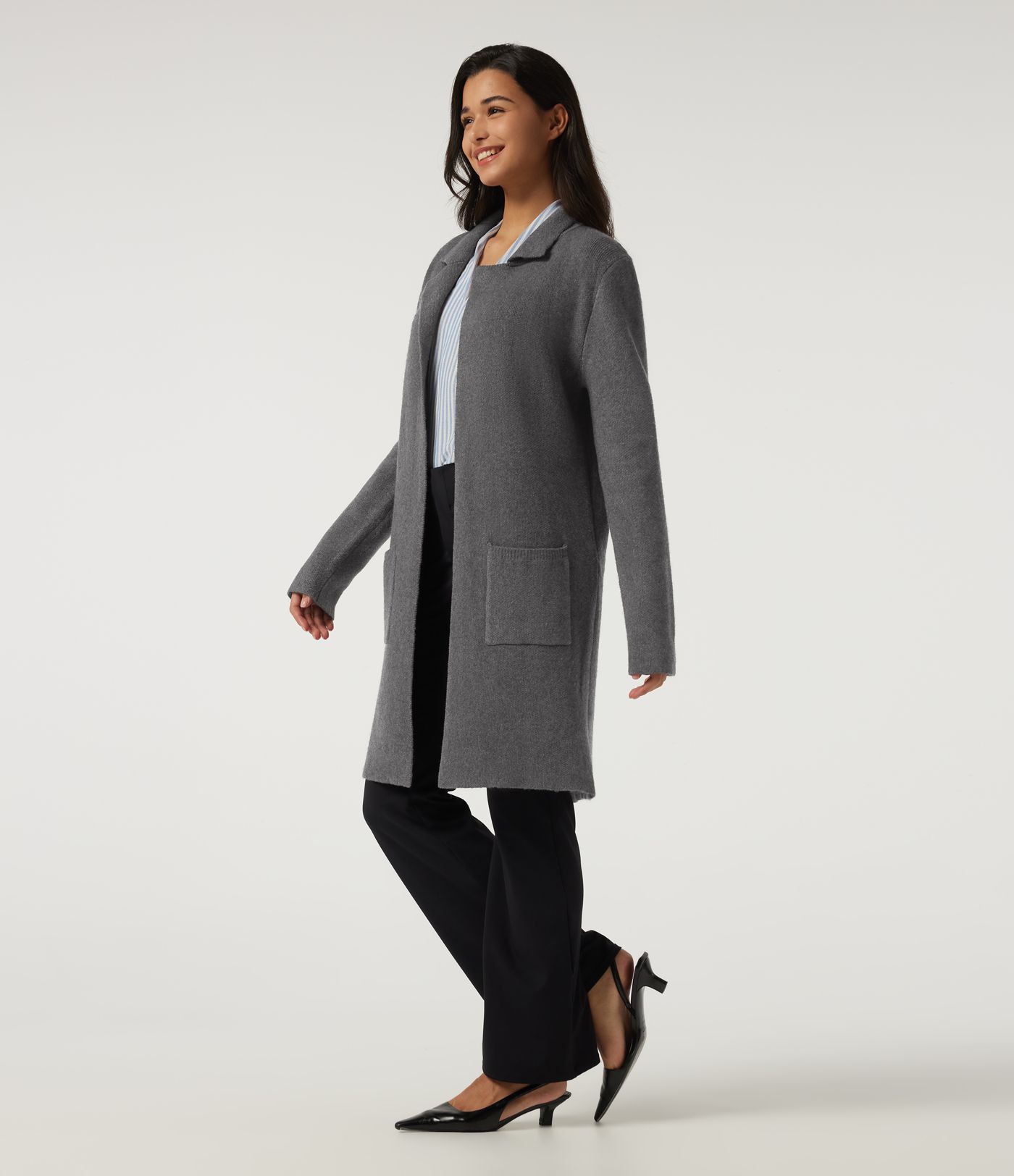 Long Sleeve Longline Work Cardigan with Pockets