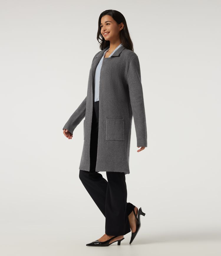 Long Sleeve Longline Work Cardigan with Pockets