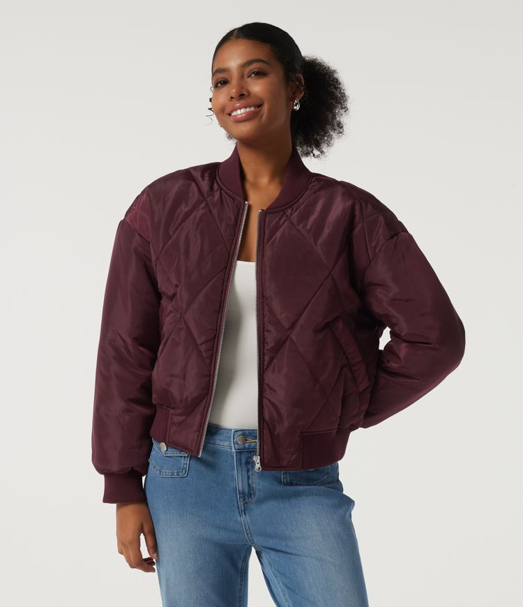 Round Neck Long Sleeve Casual Bomber Jacket with Pockets Round Neck Long Sleeve Casual Bomber Jacket with Pockets