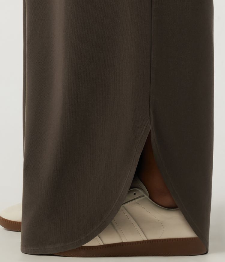 Wrinkle Recovery High Waisted Baggy Split Hem Corduroy Casual Pant with Pockets