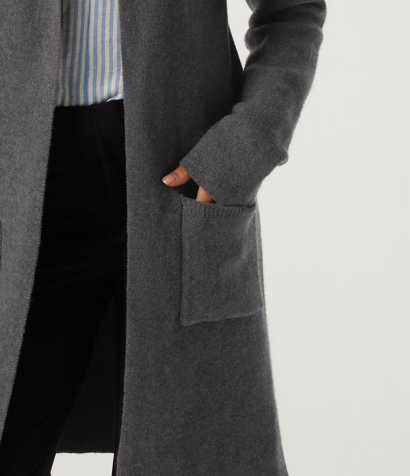 Long Sleeve Longline Work Cardigan with Pockets