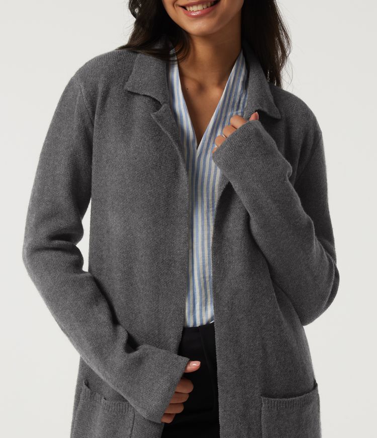 Long Sleeve Longline Work Cardigan with Pockets