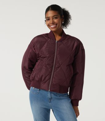 Round Neck Long Sleeve Casual Bomber Jacket with Pockets Round Neck Long Sleeve Casual Bomber Jacket with Pockets