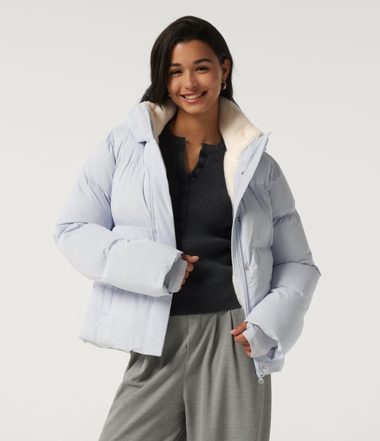 Hooded Long Sleeve Work Padded Jacket with Pockets and Thumbholes