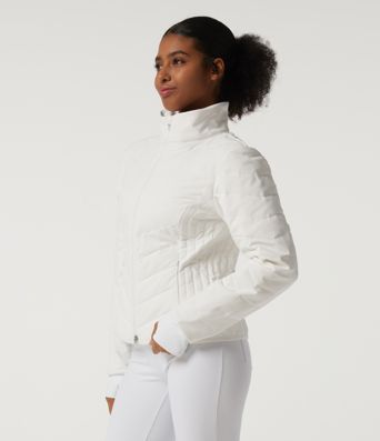 PuffFlex Veste rembourrée matelassée décontractée à col montant, manches longues, avec poches et ouvertures pour les pouces PuffFlex Veste rembourrée matelassée décontractée à col montant, manches longues, avec poches et ouvertures pour les pouces